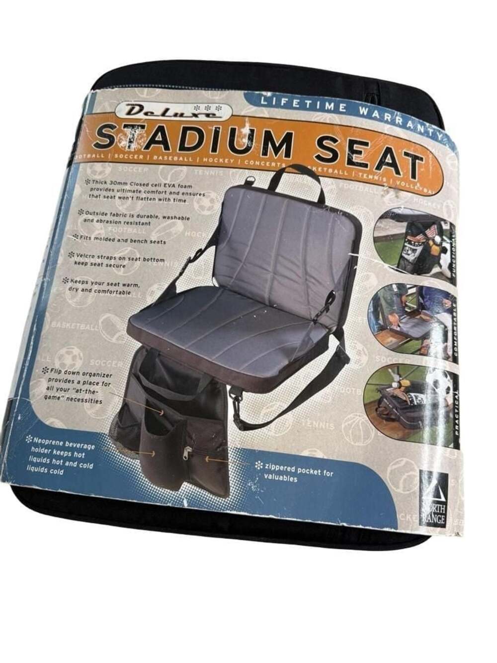 North Range Deluxe Stadium Seat Foldable Chair with Organizer